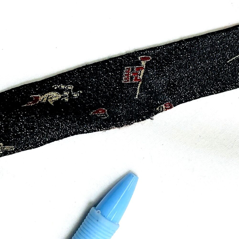 Wembley Skinny Tie Knight Medieval Vintage Flag Shield Axe Black Fleck MCM 1950s - Picture 12 of 13